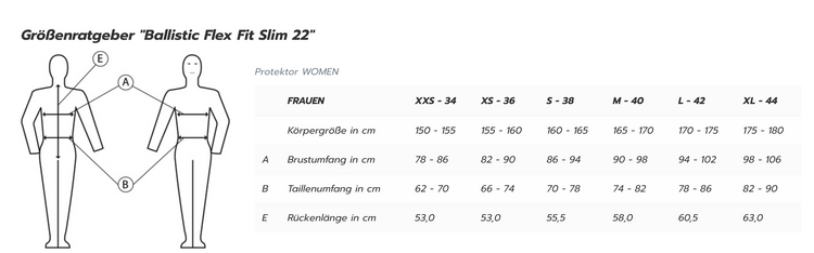 Ballistic FlexFit Slim 22 Damen Protektor
